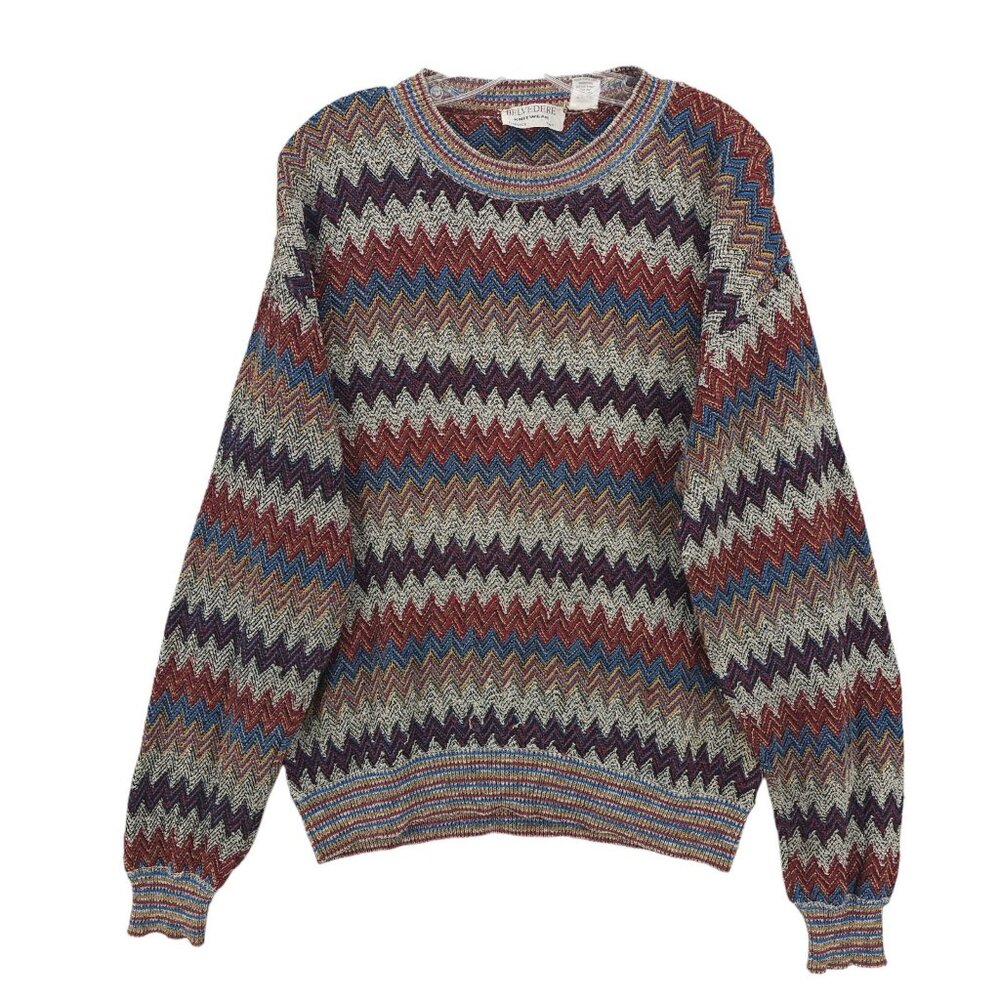 BELVEDERE KNITWEAR Vintage Pullover Colorful Linen Blend MADE IN ITALY Medium